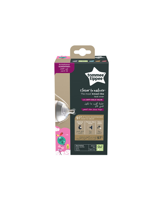 Tommee Tippee Closer to Nature 1x260ml Easi-Vent™ Decorative Feeding Bottle - Girl image number 3